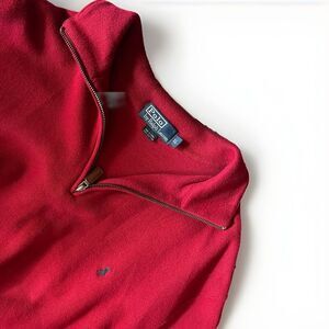Polo Ralph Lauren Mens Burgundy Quarter Zip Long Sleeve Pullover Sweater Size XL
